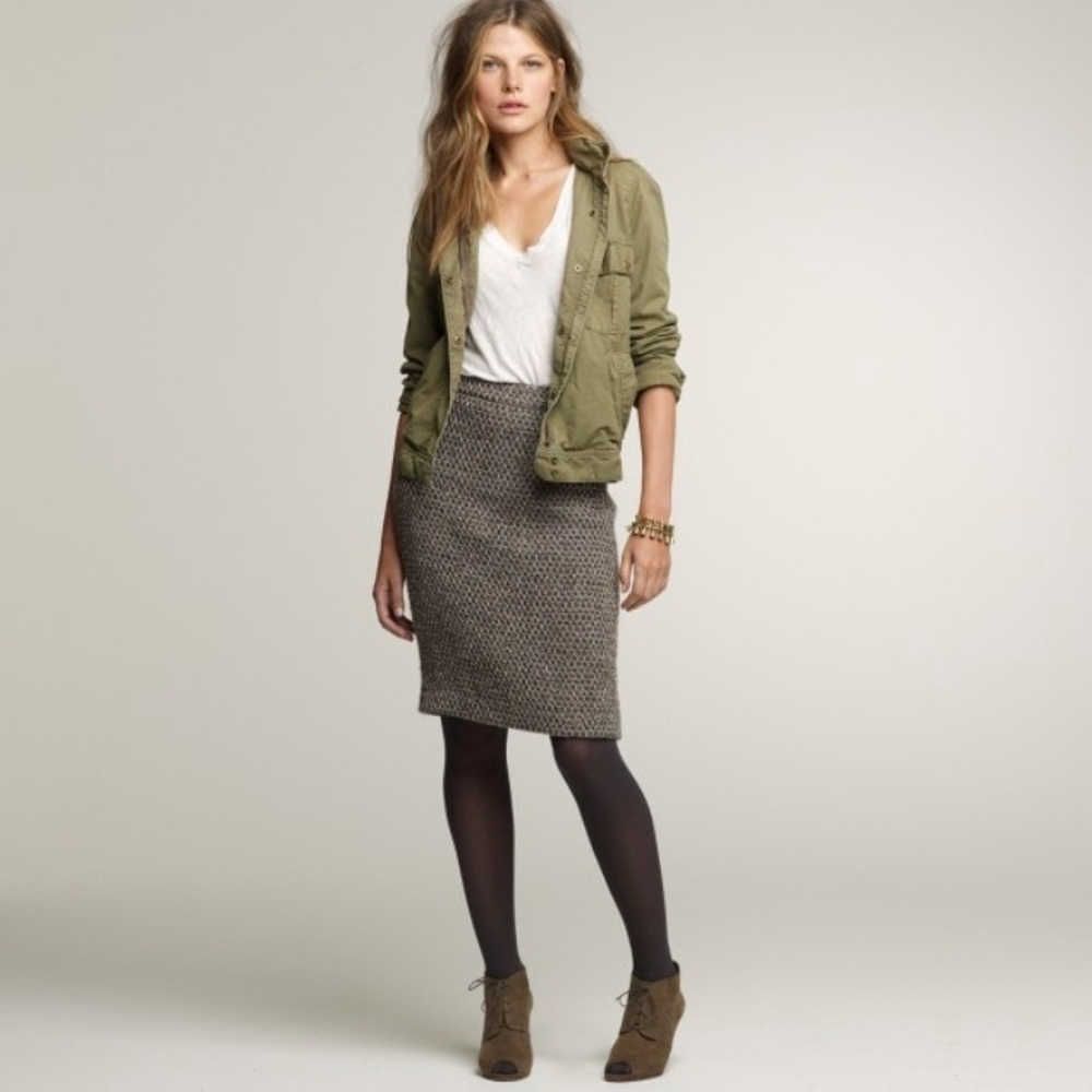 J. Crew Wool & Metallic Thread Tweed Pencil Skirt - Picture 2 of 8